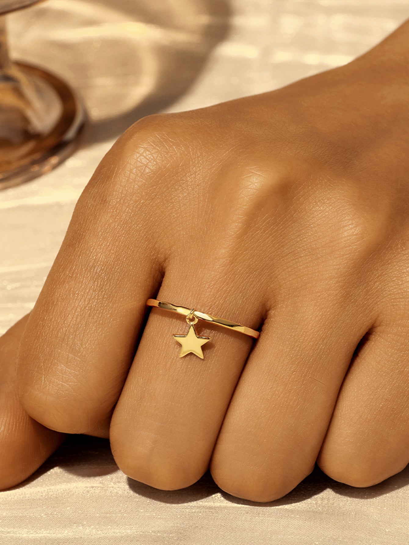 Horae 925 Sterling Silver Solid Star Pendant Women Daily Casual Ring