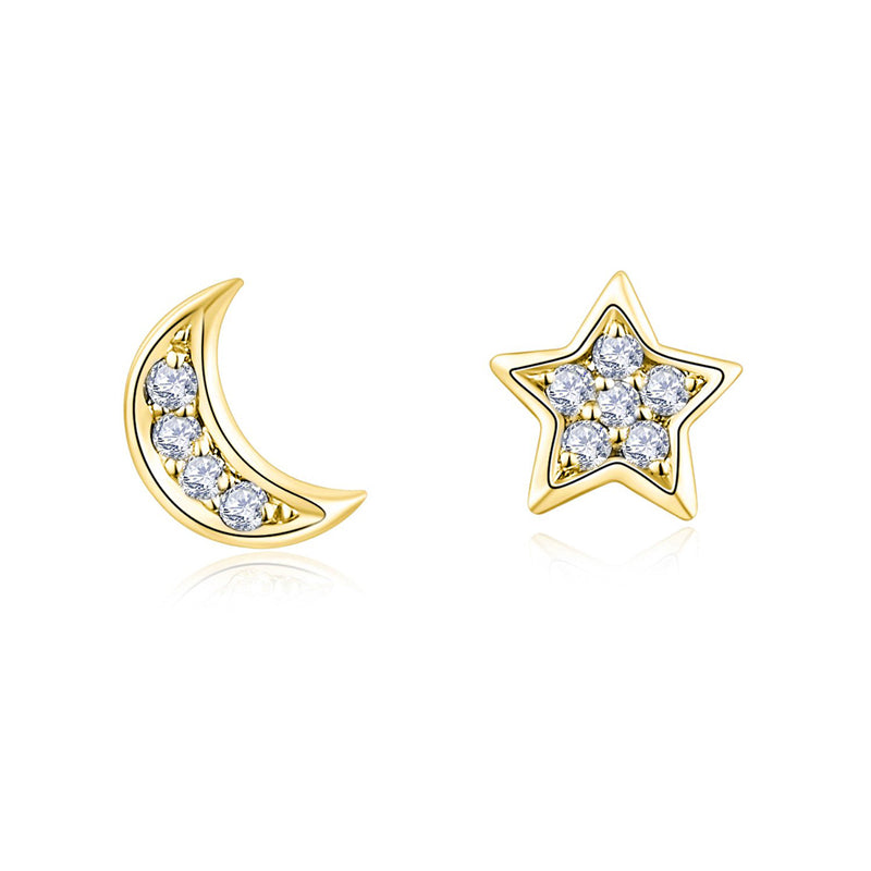 Horae 5 Piece Sun Star Moon Women Stud Earrings