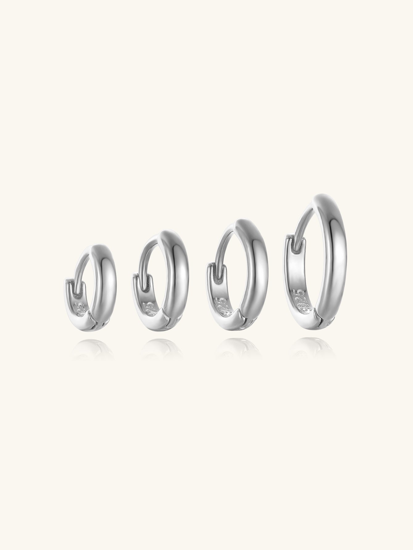 925 Sterling Silver Multi Size Classic Daily Casual Hoop Earrings