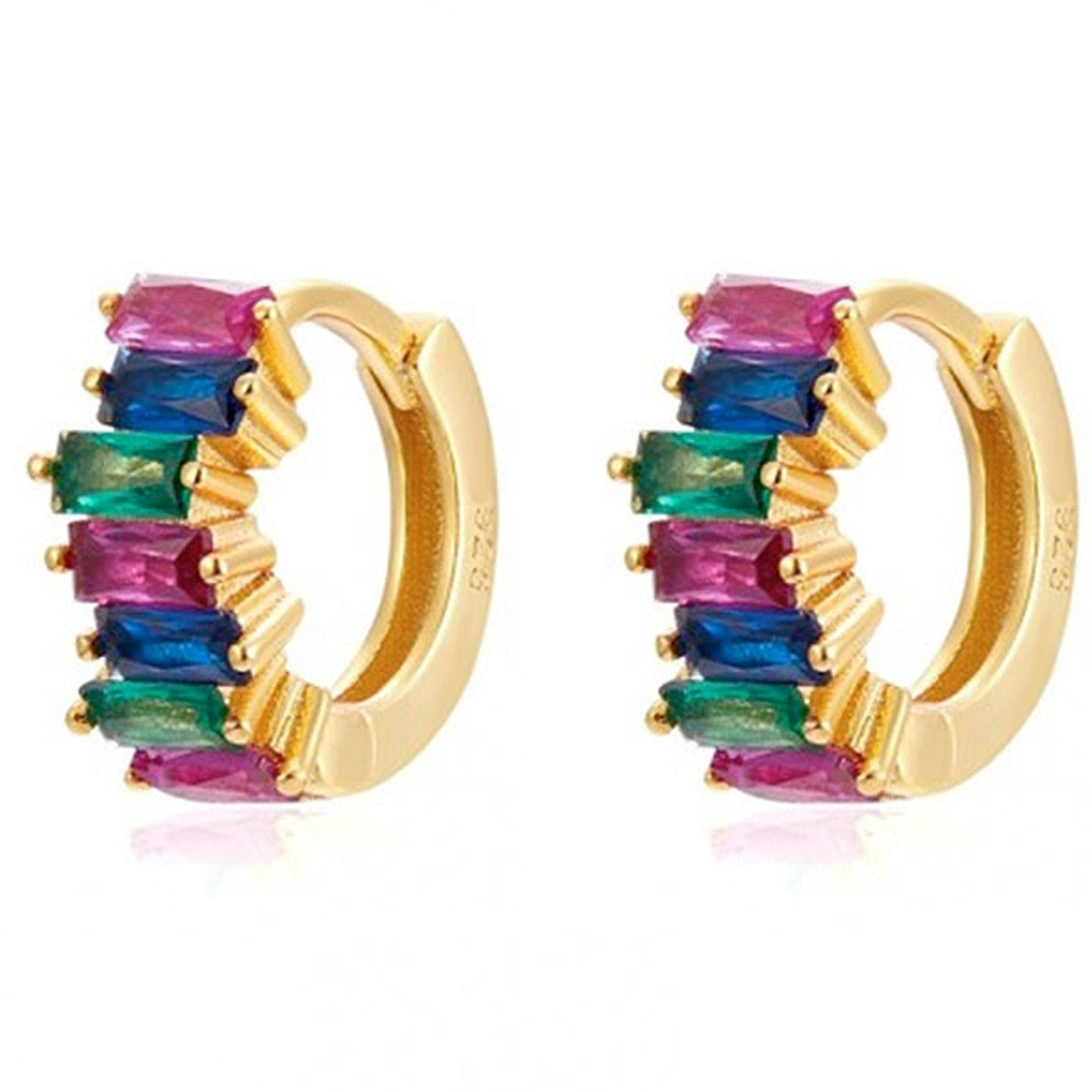 Horae Rainbow Irregular Sterling Silver Hoop Earrings