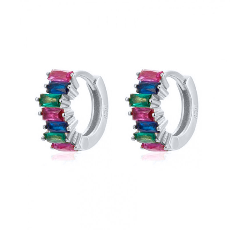 Horae Rainbow Irregular Sterling Silver Hoop Earrings