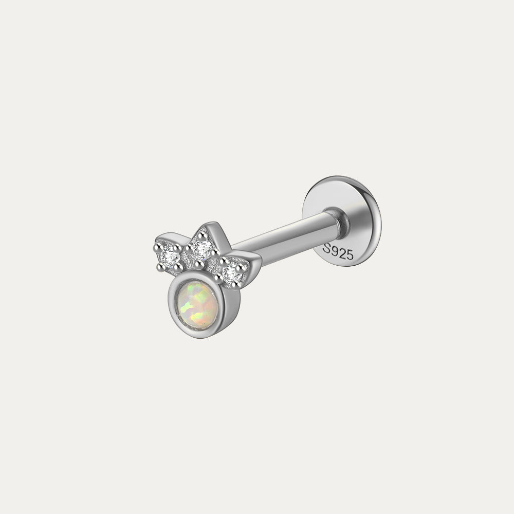 Horae Silver Three Petals Opal Threaded Flat Back Piercing