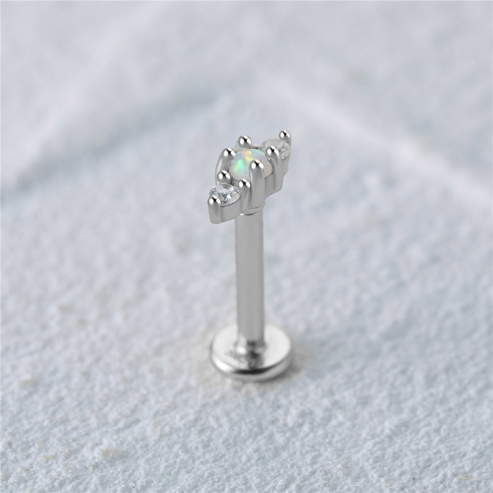 Horae Eye Opal Zircon Threaded Flat Back Piercing