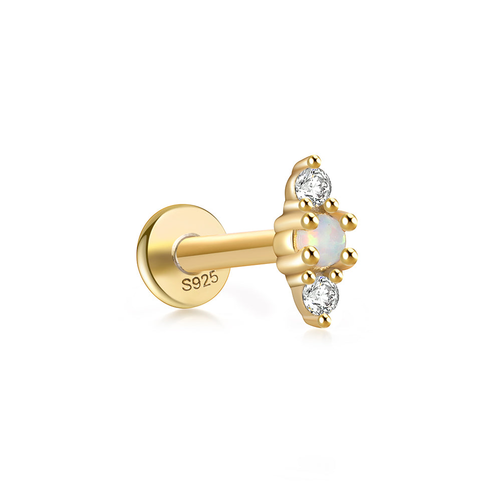 Horae Eye Opal Zircon Threaded Flat Back Piercing