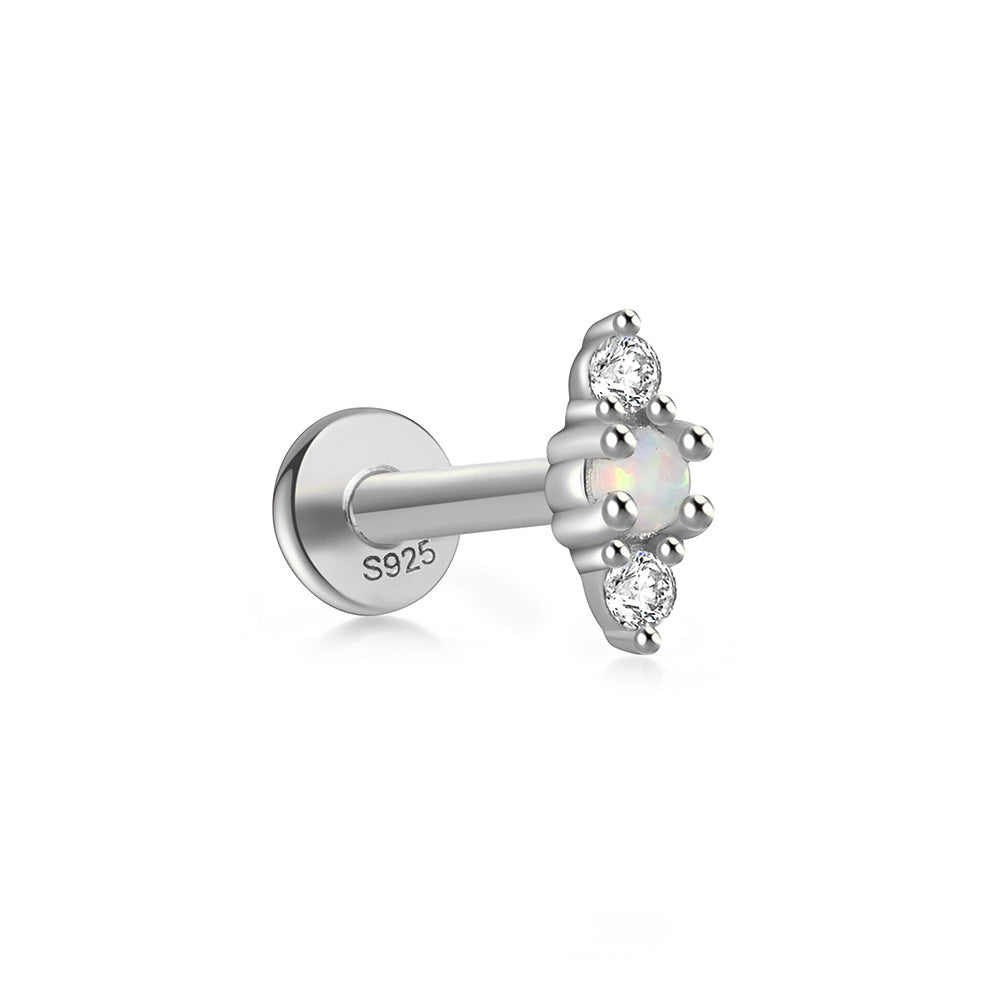 Horae Eye Opal Zircon Threaded Flat Back Piercing