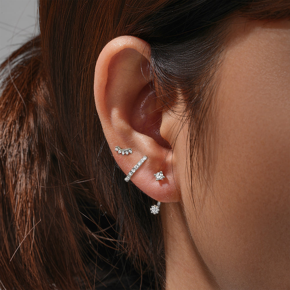 Ensemble de boucles d'oreilles Hoop et Stud en zircon en 3 pièces