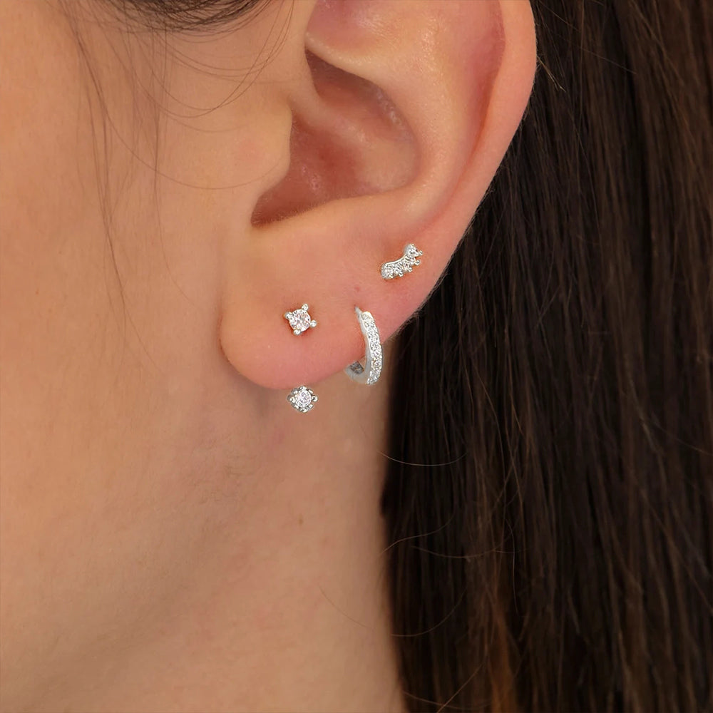 Ensemble de boucles d'oreilles Hoop et Stud en zircon en 3 pièces