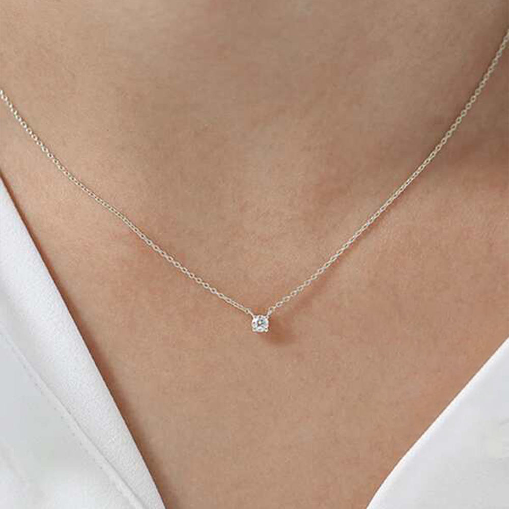 Horae Simple Sterling Silver 3MM Zircon Clavicle Chain