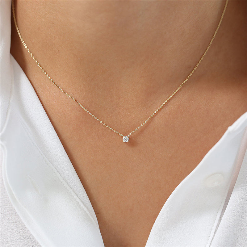 Horae Simple Sterling Silver 3MM Zircon Clavicle Chain