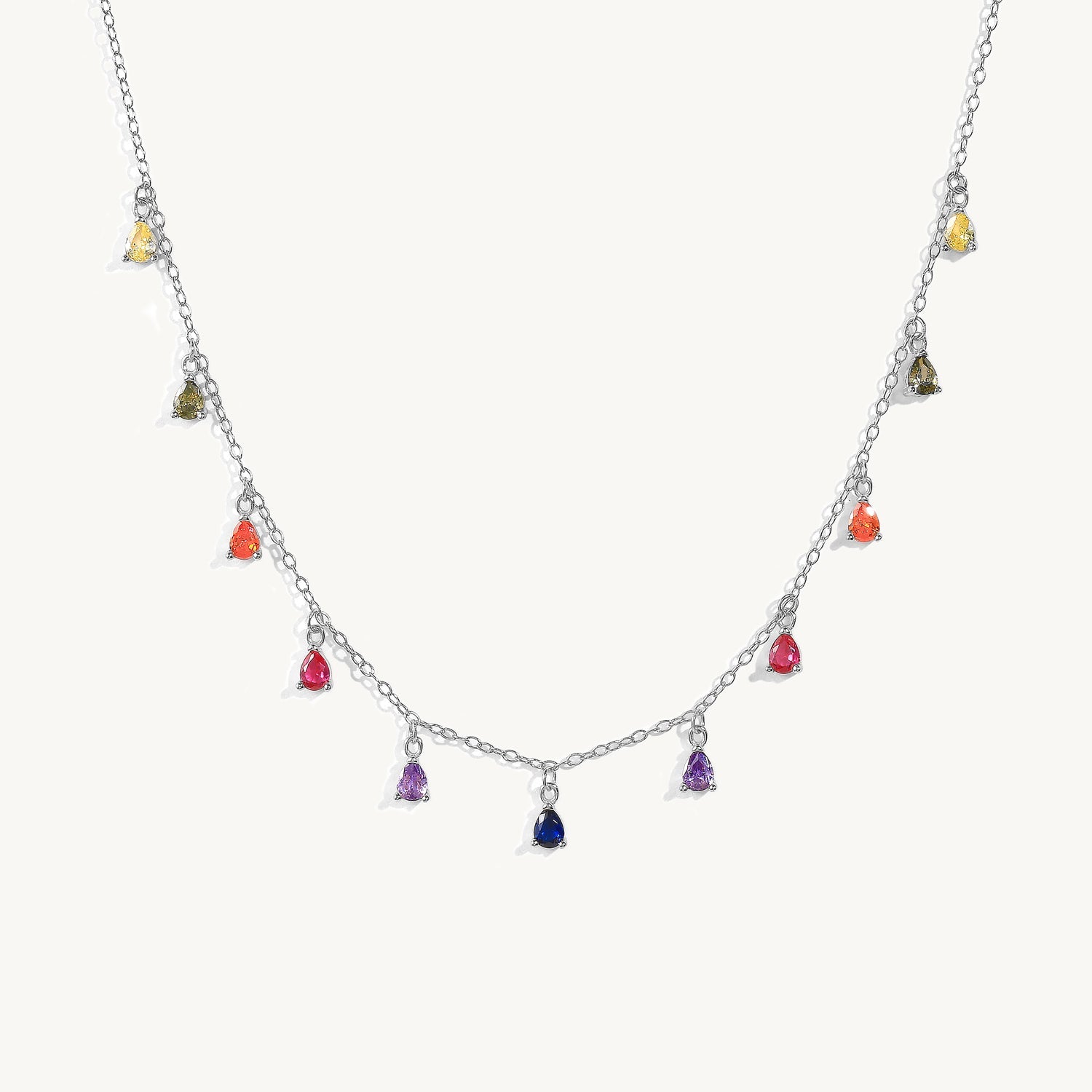 Collana con ciondolo con diamanti colorati Horae S925 