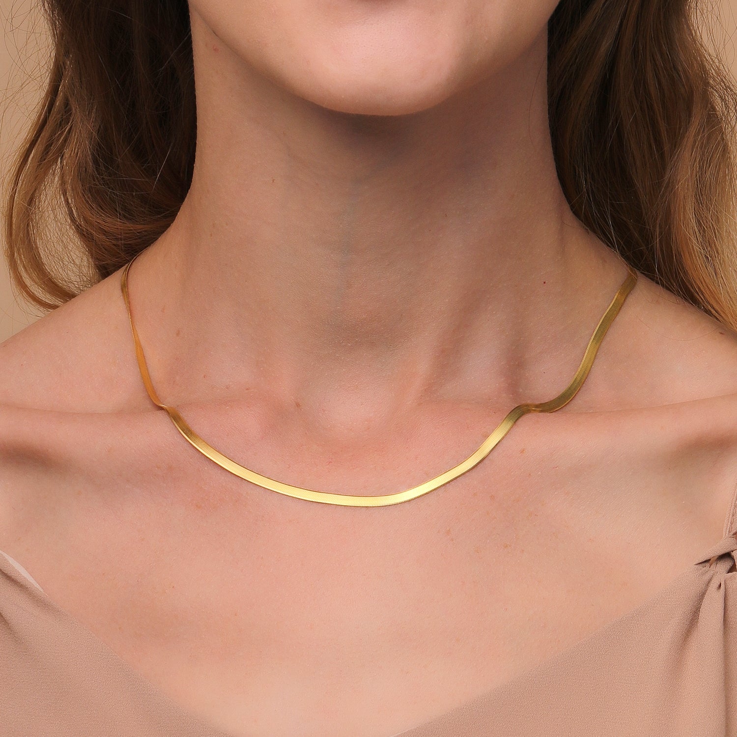 Horae S925 Choker Clavicle Chain Simple Flat sSnake Necklace