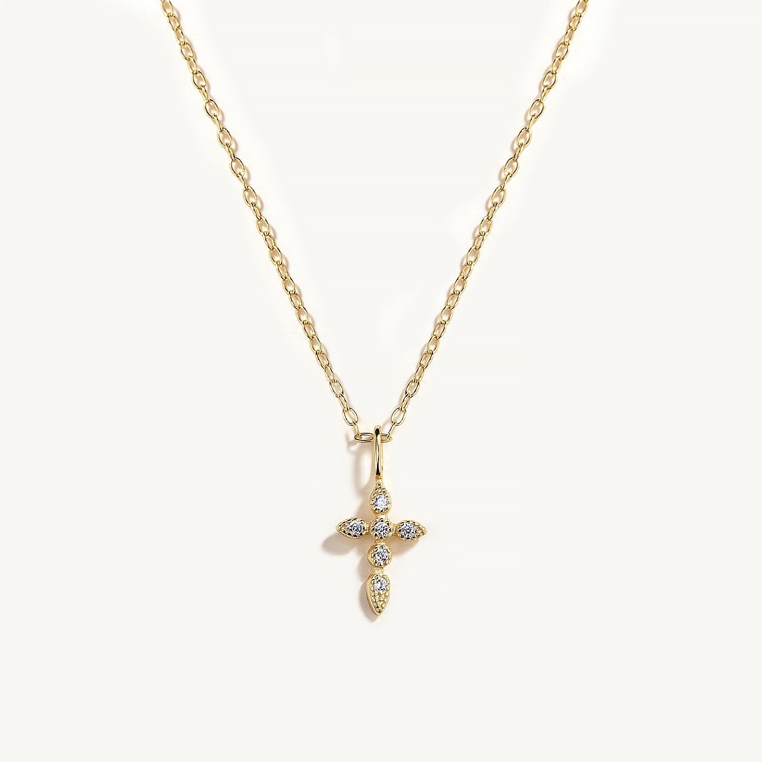 Horae S925 Sterling Silver Cross Set Zircon Necklace