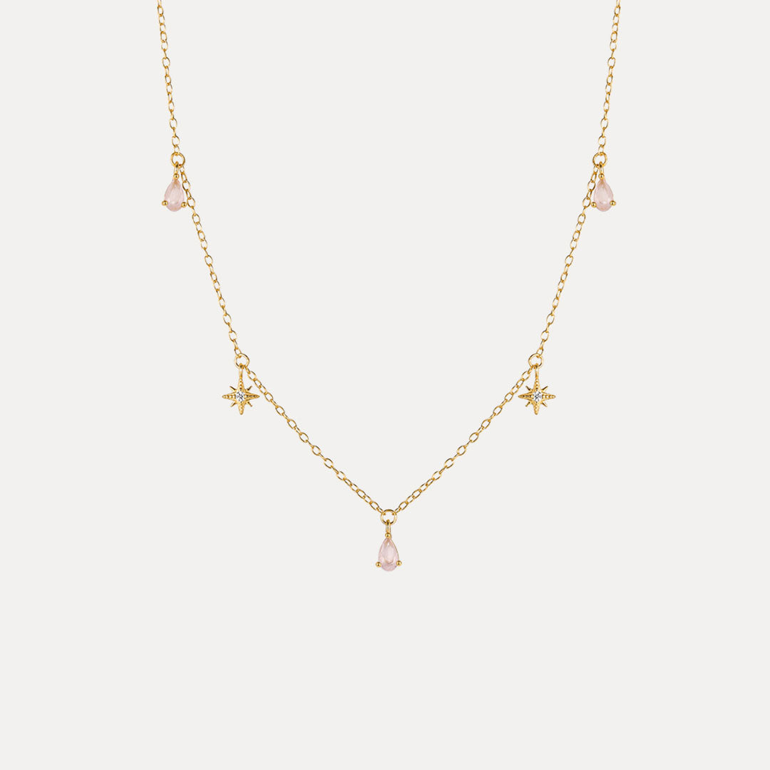 Horae Pink Zircon Anise Star Necklace