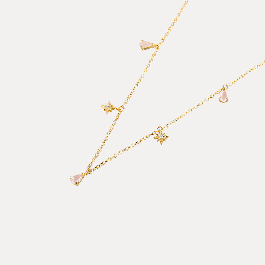 Horae Pink Zircon Anise Star Necklace