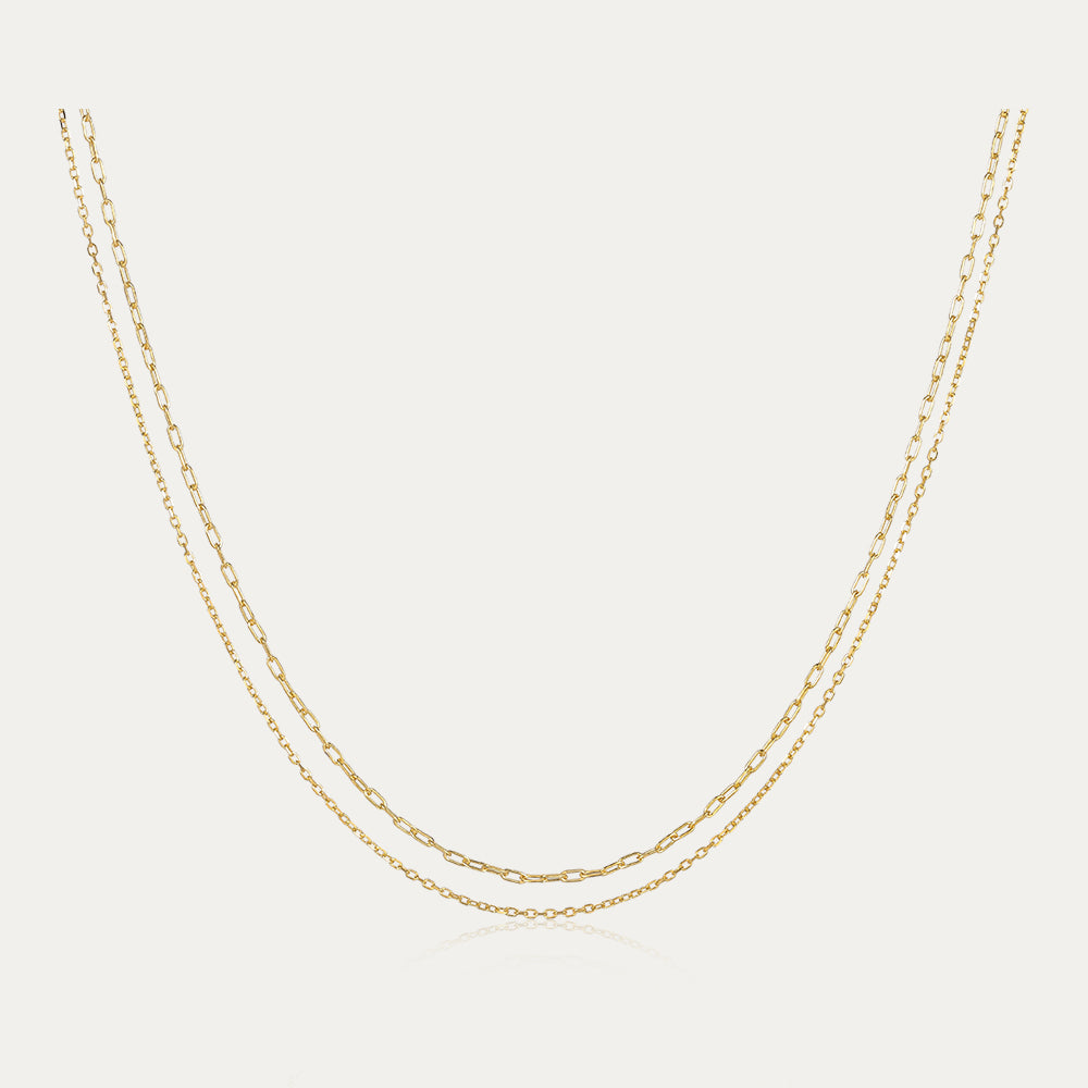 Horae Double Chain Minimalist Sterling Silver Necklace