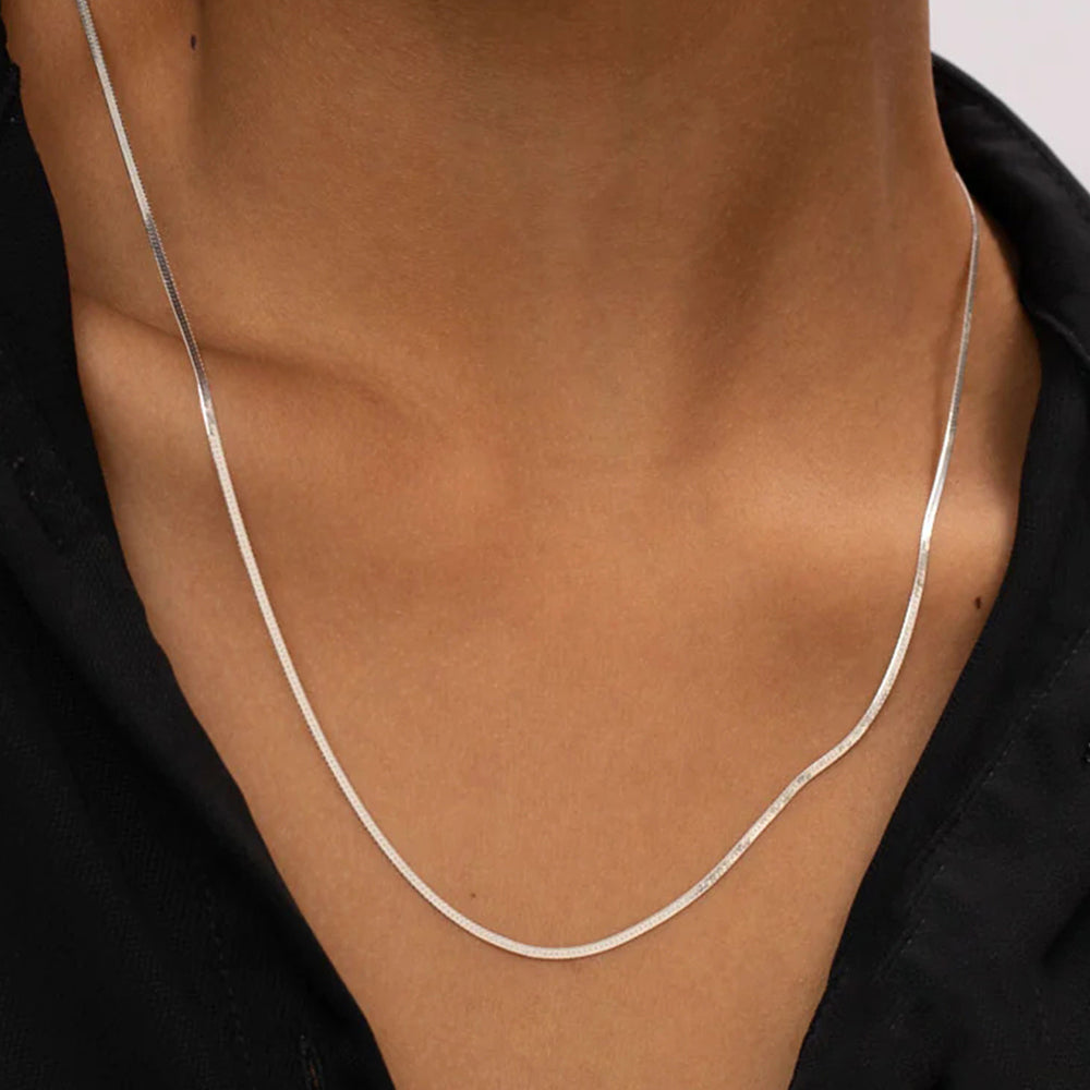 Horae S925 Basic Matching Chain Flat Snake Chain Daily Necklace