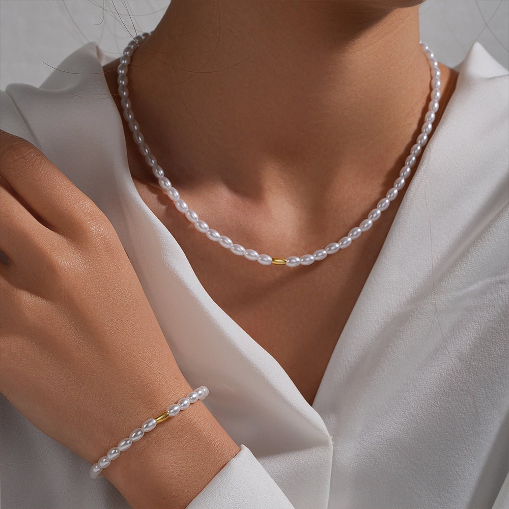 Horae 925 Sterling Silver Pearl Choker Necklace