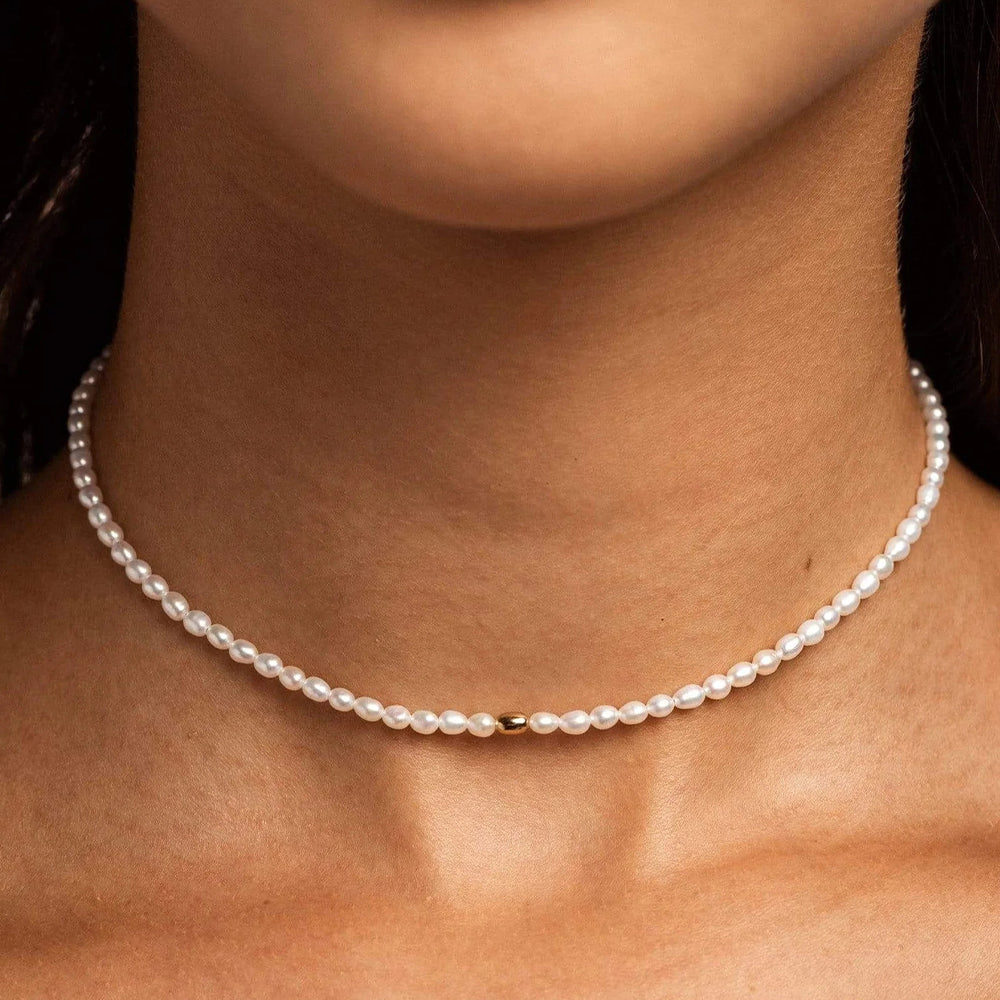 Horae 925 Sterling Silver Pearl Choker Necklace