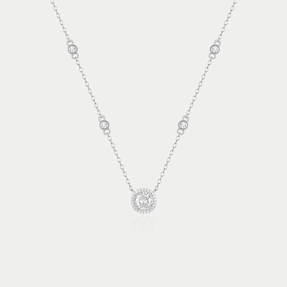 Collana girocollo a catena con pendente in zirconi rotondi in argento sterling 925 Horae