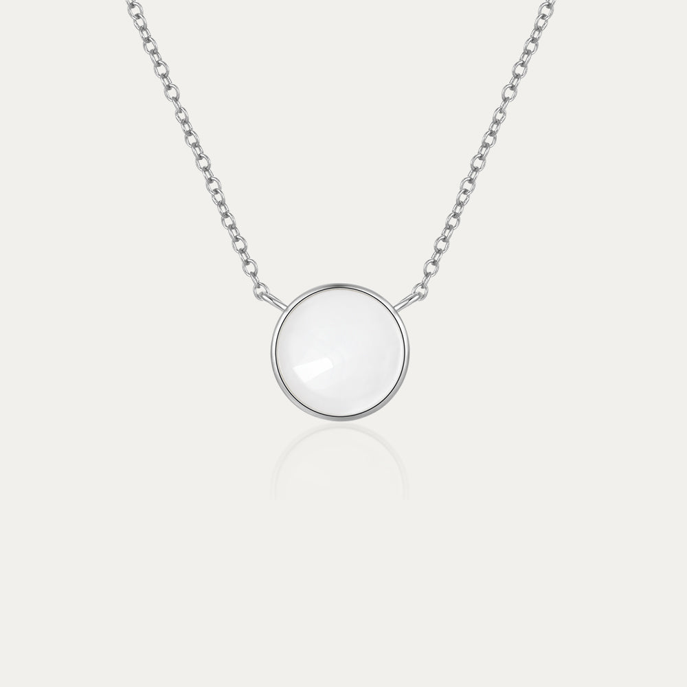 Horae 925 Sterling Silver Round Shell Pendant Chain Choker Necklace