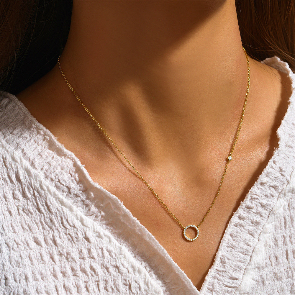 Horae 925 Sterling Silver Round Shell Pendant Chain Choker Necklace