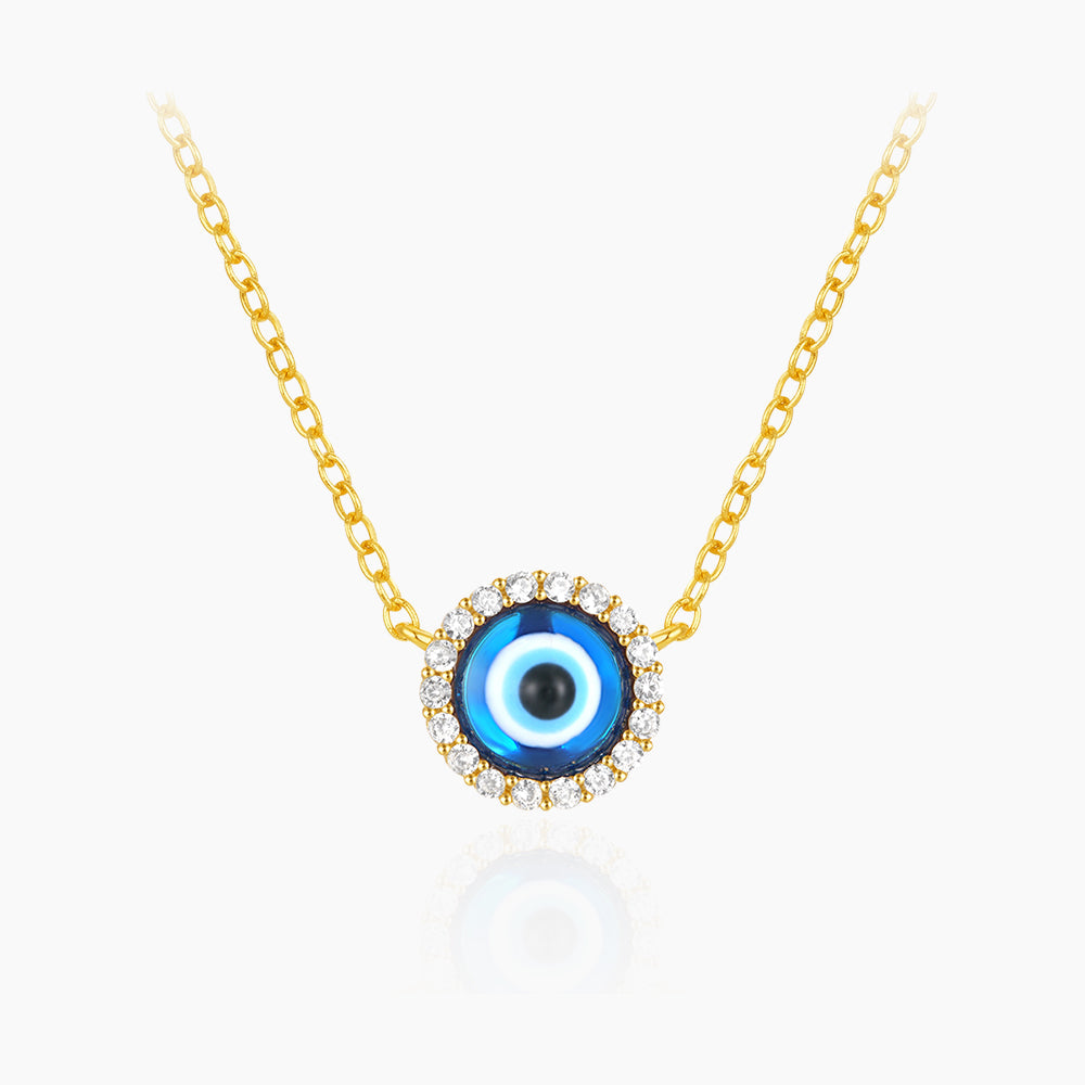 Horae 925 Sterling Silver Round Evil Eye Zircon Pendant Necklace