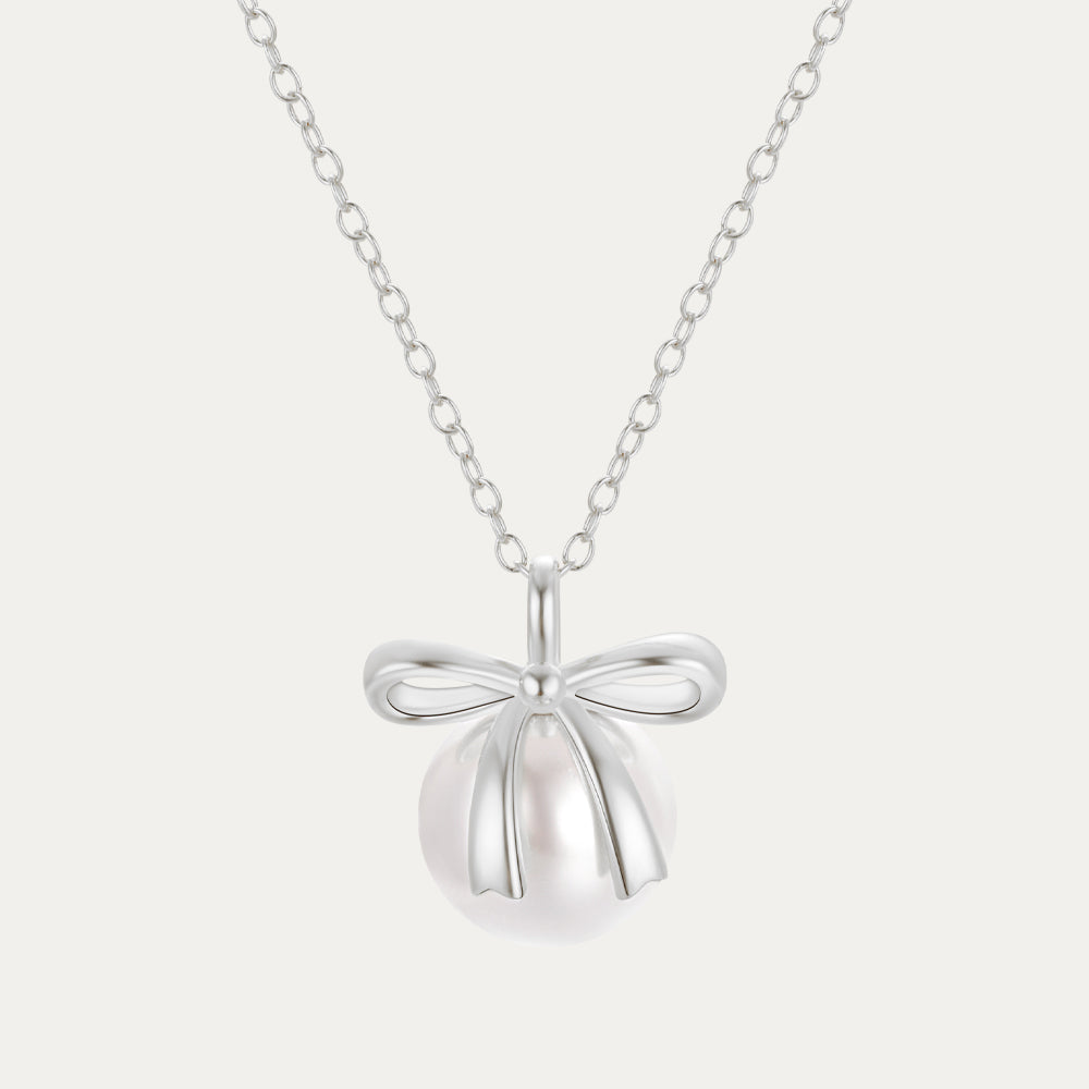 Horae S925 Bow Pearl Women's Collarbone Necklace