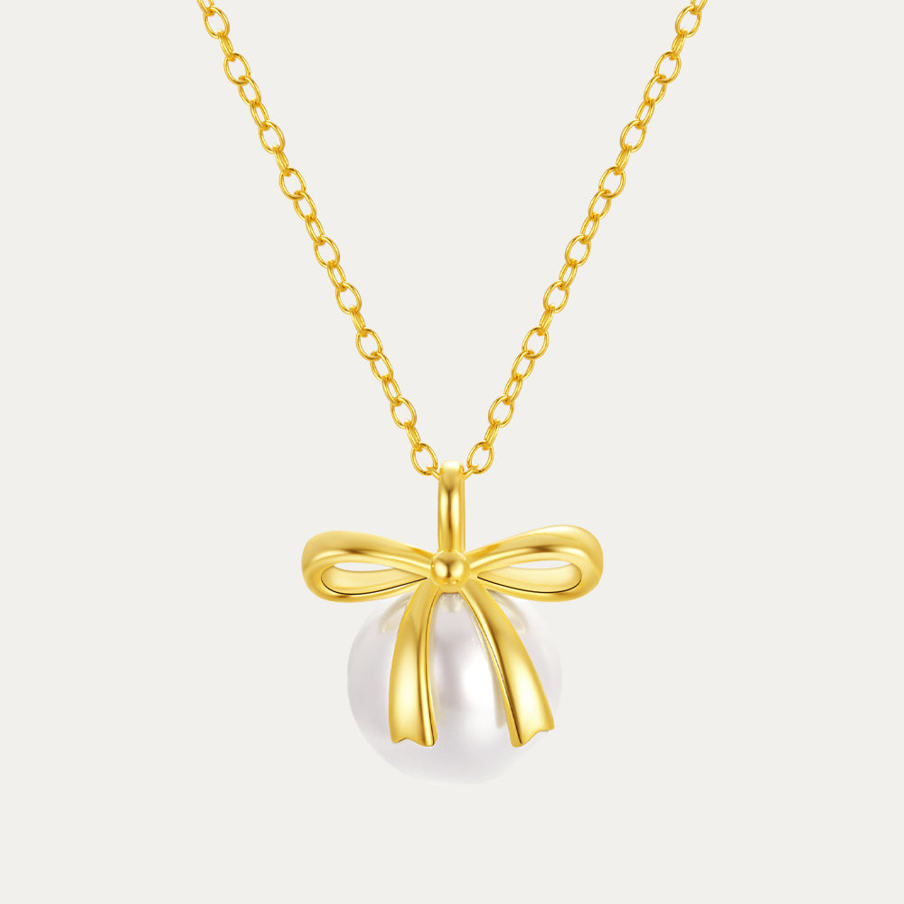 Horae S925 Bow Pearl Women's Collarbone Necklace