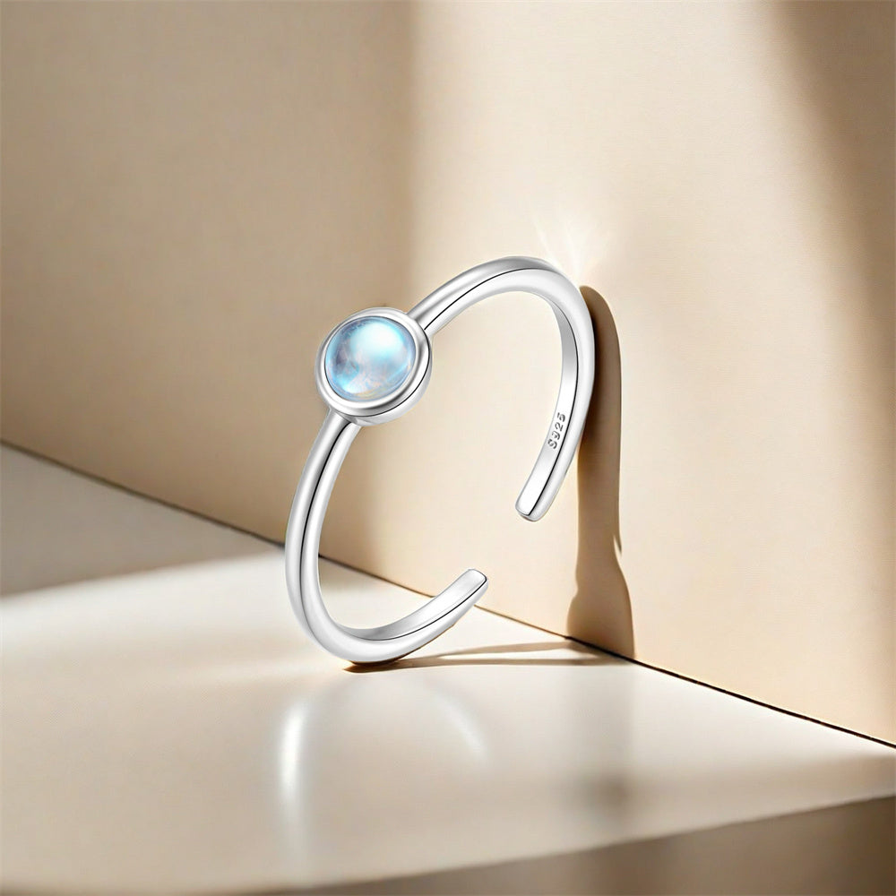 Horae fashionable and versatile moonstone open ring