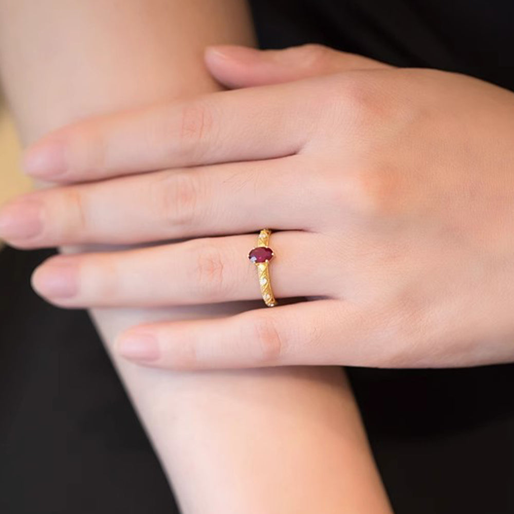 Horae Oval Ruby Engagement Ring