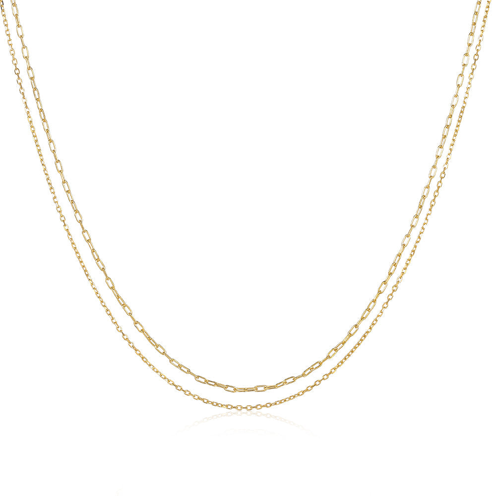 Horae Double Chain Minimalist Sterling Silver Necklace