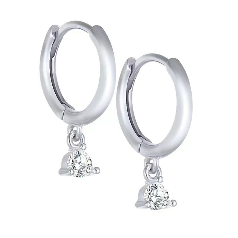 Horae 4 Pcs 925 Sterling Silver Simple Zircon Hoop Drop Earring Set