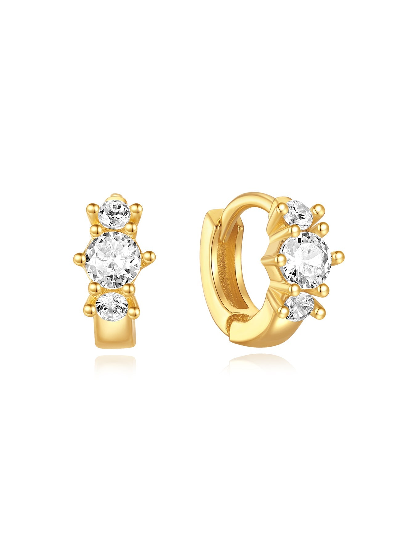 S925  Butterfly Flower Zirconia Pierced Earrings