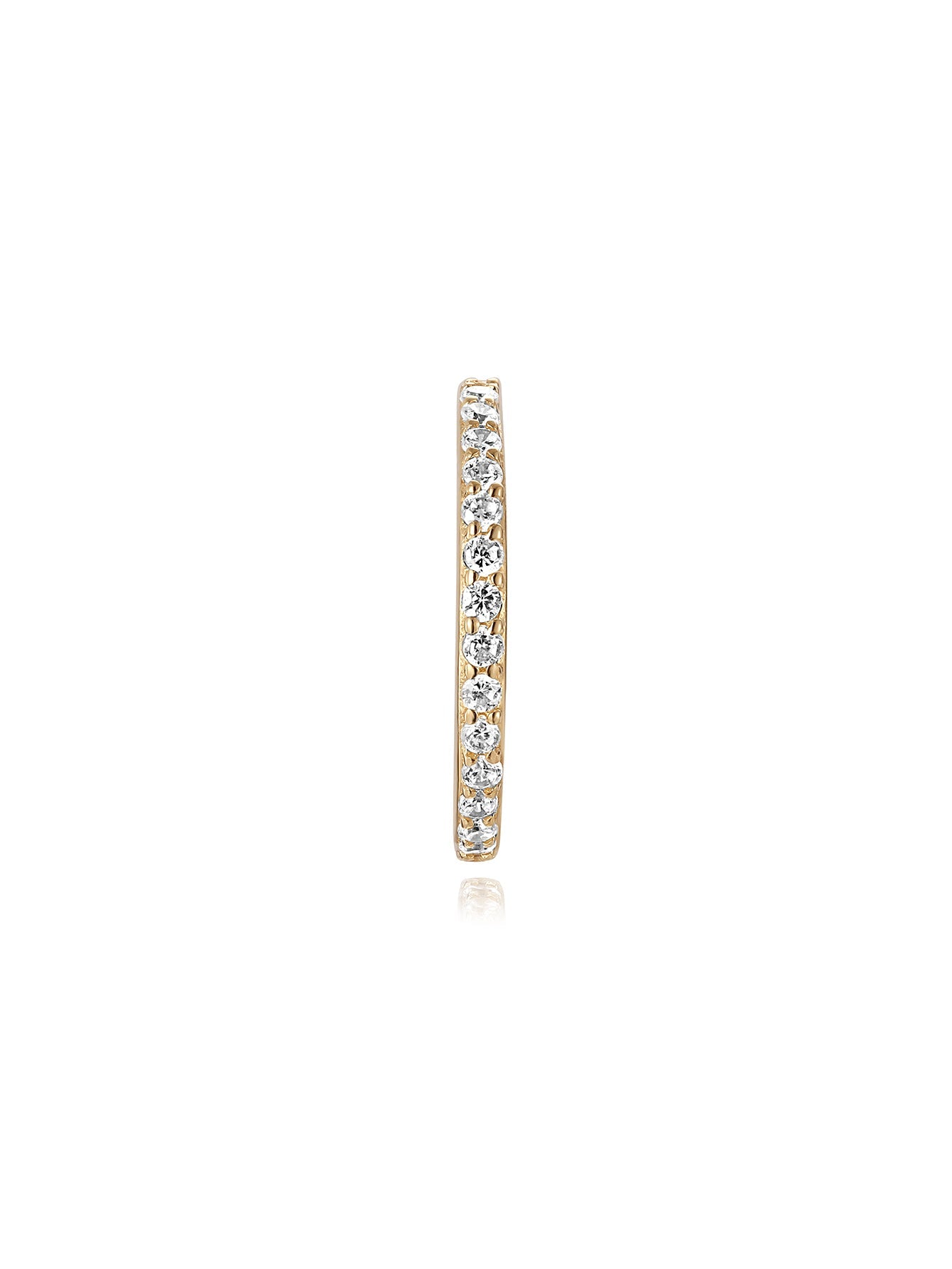 14K Solid Gold Pave Eternity Hoop Huggie Earring