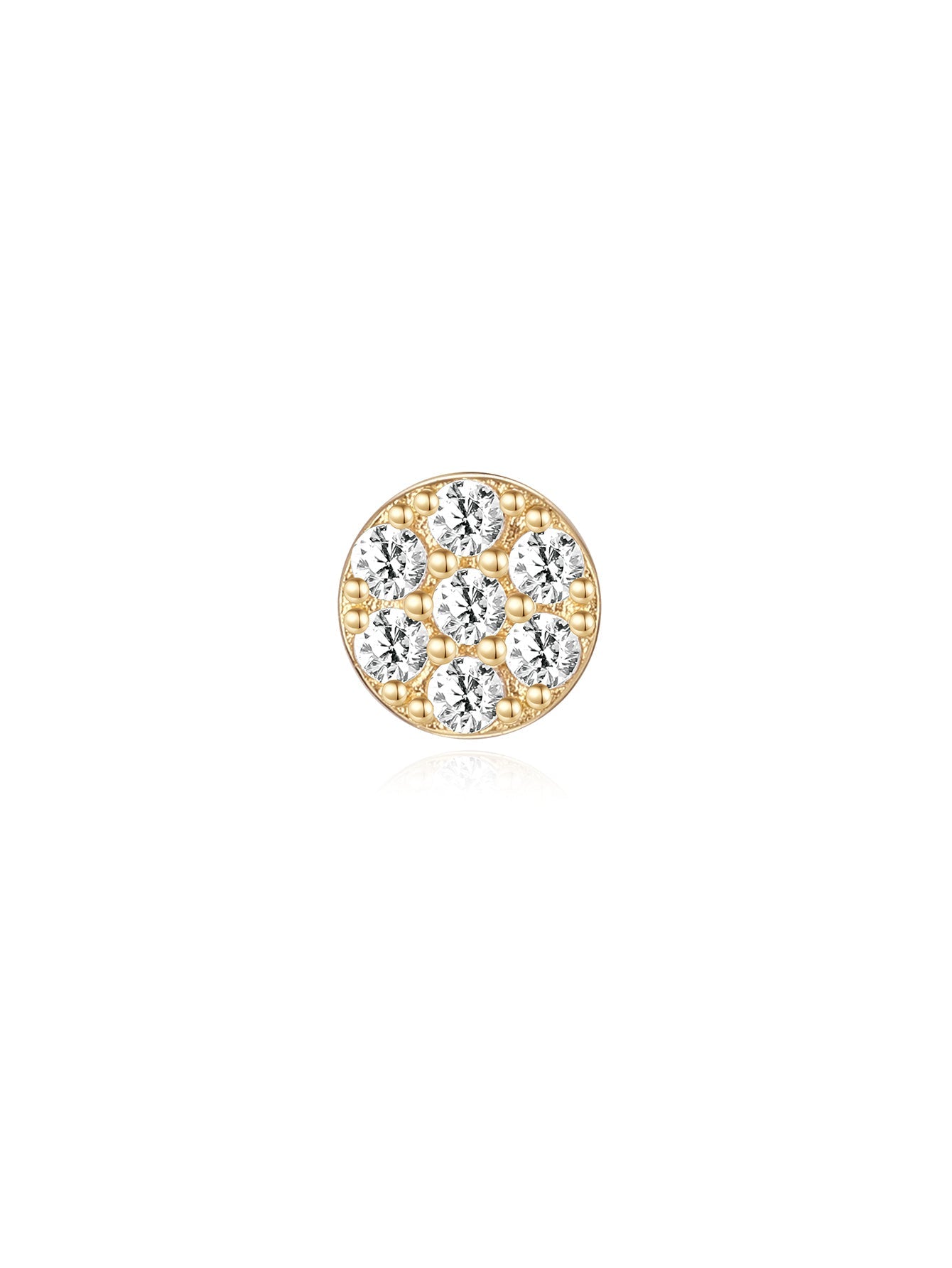 14K Solid Gold Classic Round Zircon Ear Piercing Stud