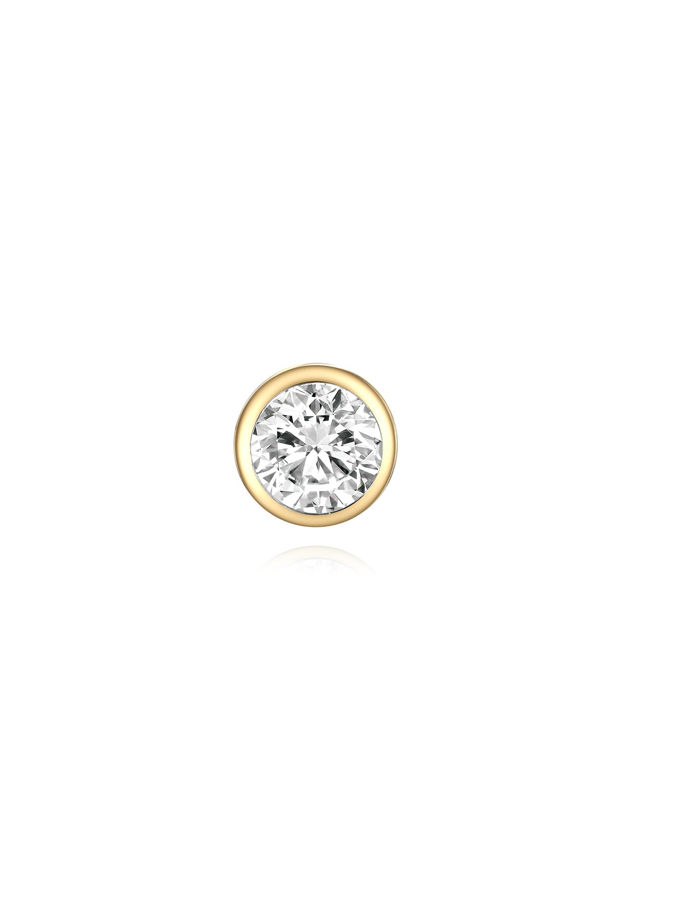 14K Solid Gold Zircon Threaded Ear Piercing Stud