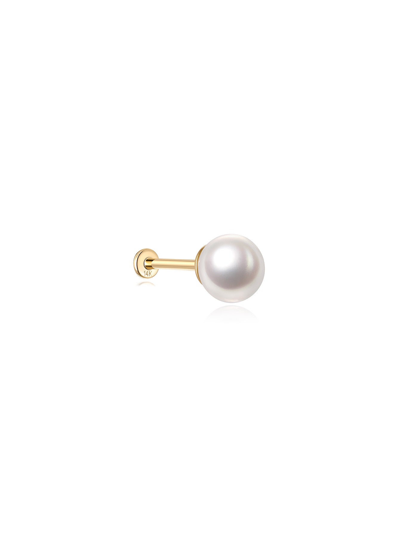 14K Solid Gold Elegant Pearls Ear Piercing Stud