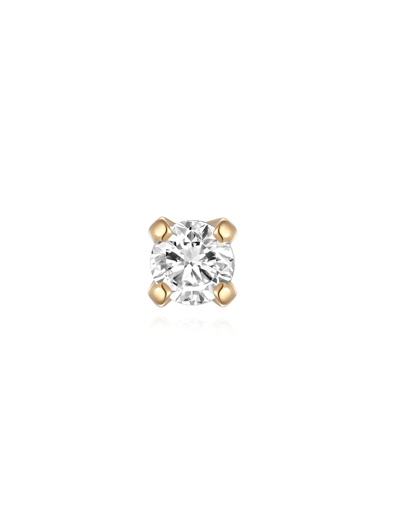 14K Solid Gold Mini Simple Zircon Ear Piercing Stud