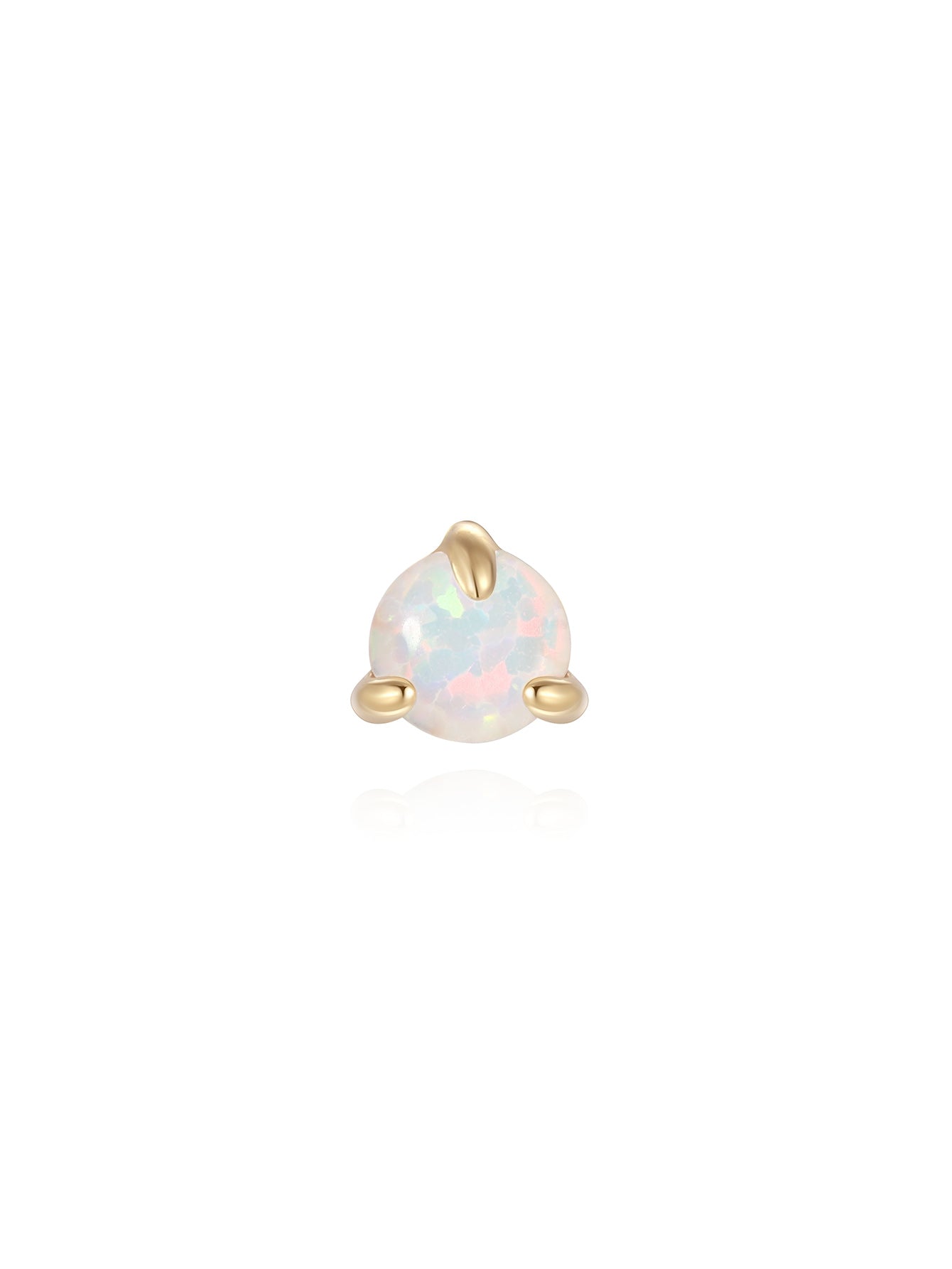 14K Solid Gold Opal Mini  Ear Piercing Stud