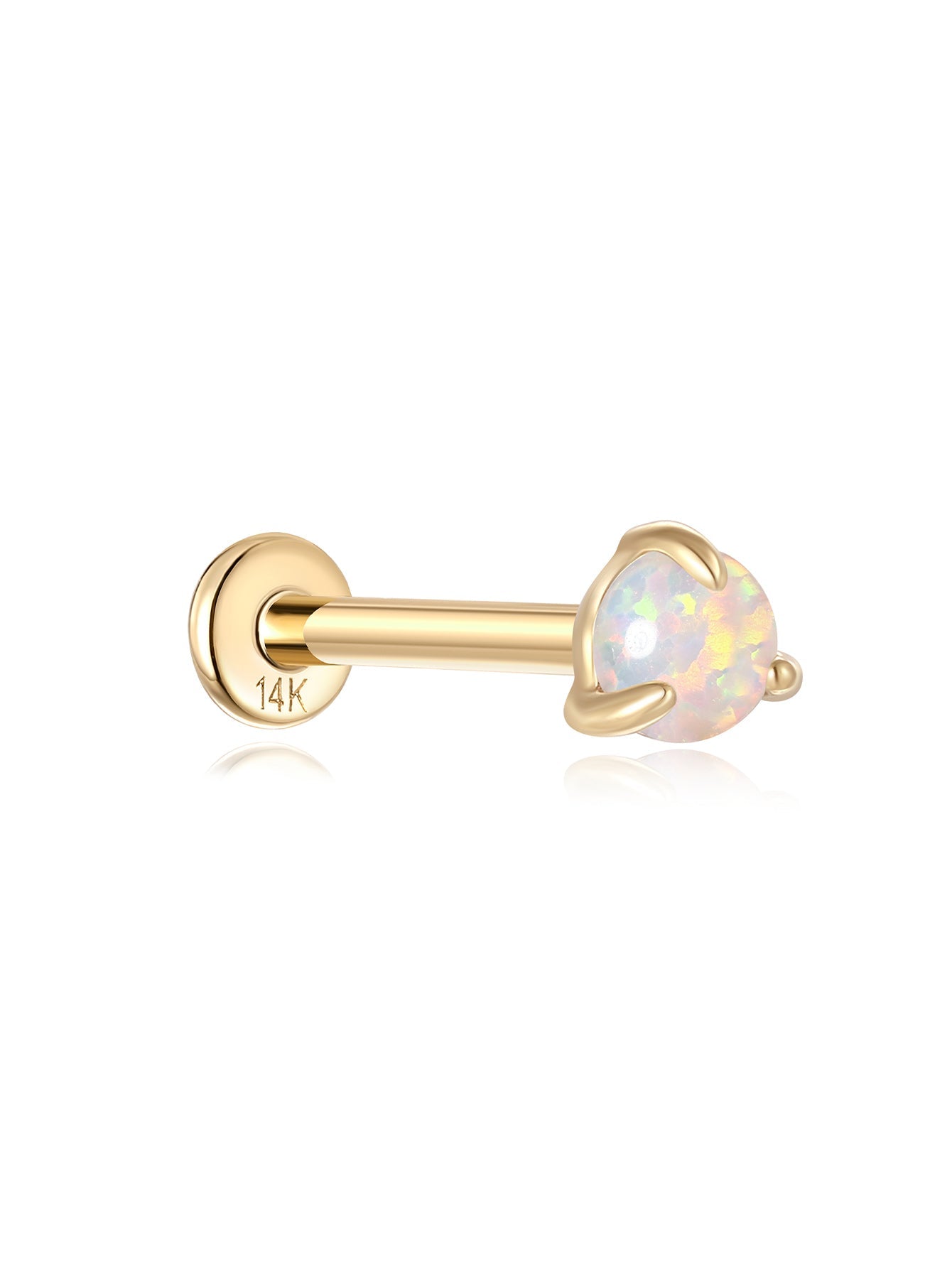 14K Solid Gold Opal Mini  Ear Piercing Stud