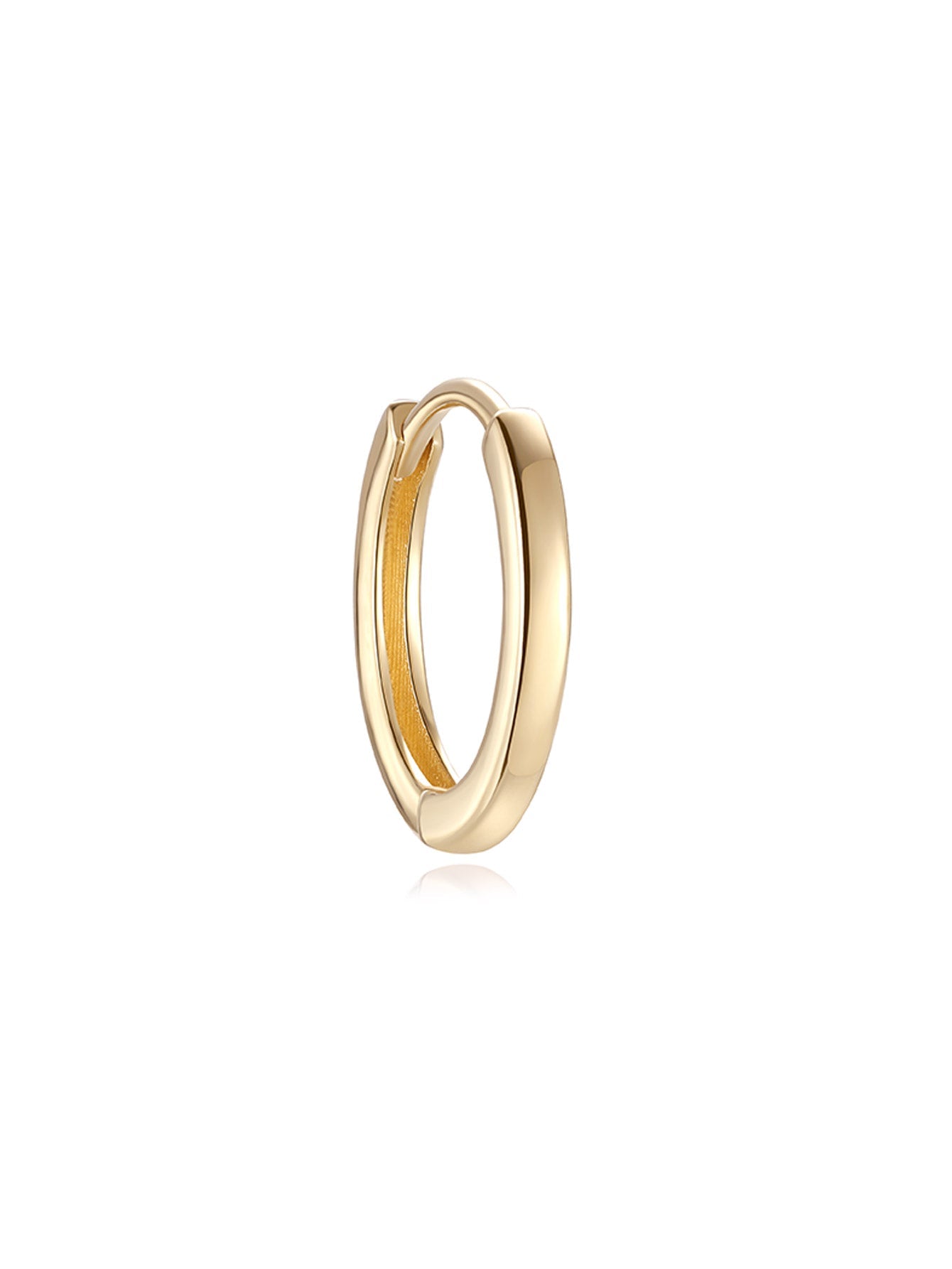 14K Solid Gold Glossy Simple Hoop Earring