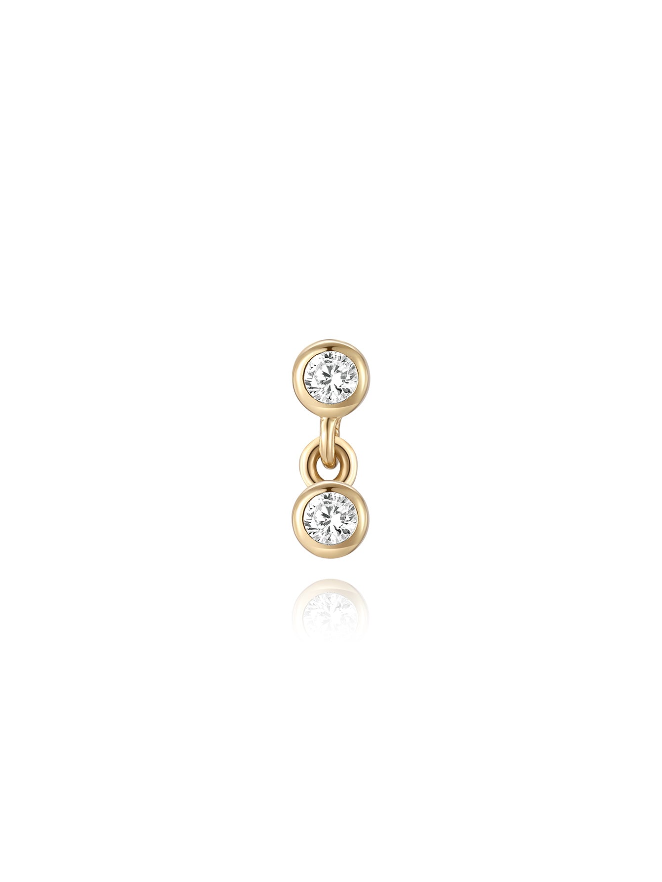 14K Solid Gold Dangle Zircon  Ear Piercing Stud