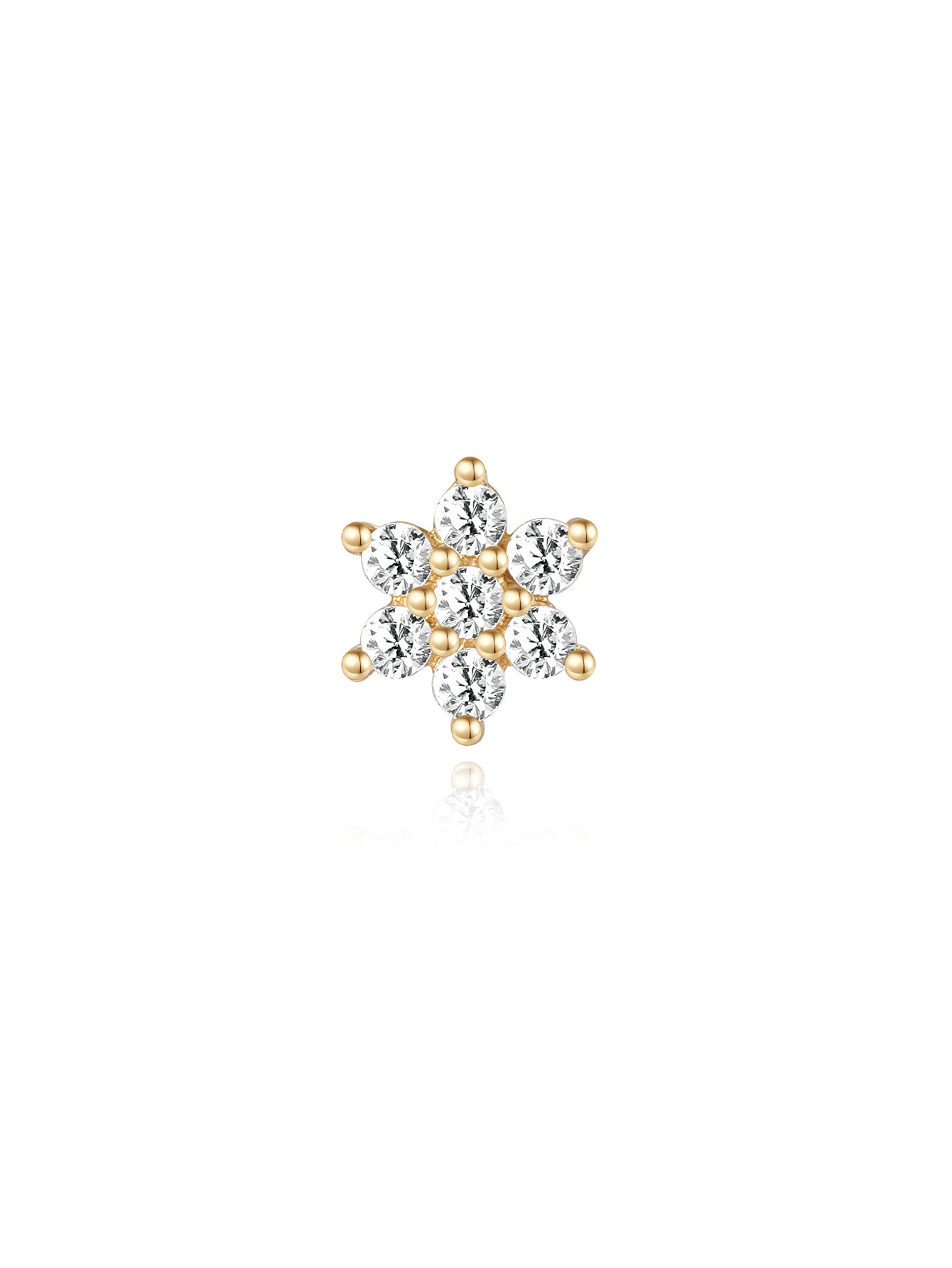 14K Solid Gold Bloom  Ear Piercing Stud