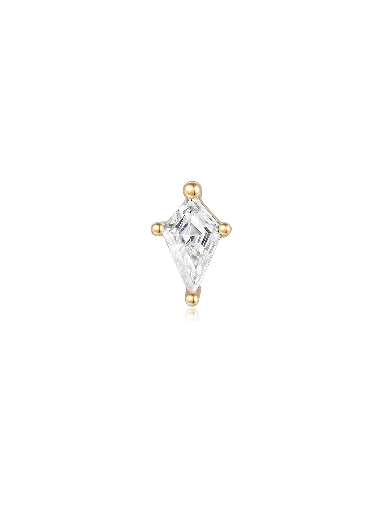 14K Solid Gold Losange Zircon Ear Piercing Stud