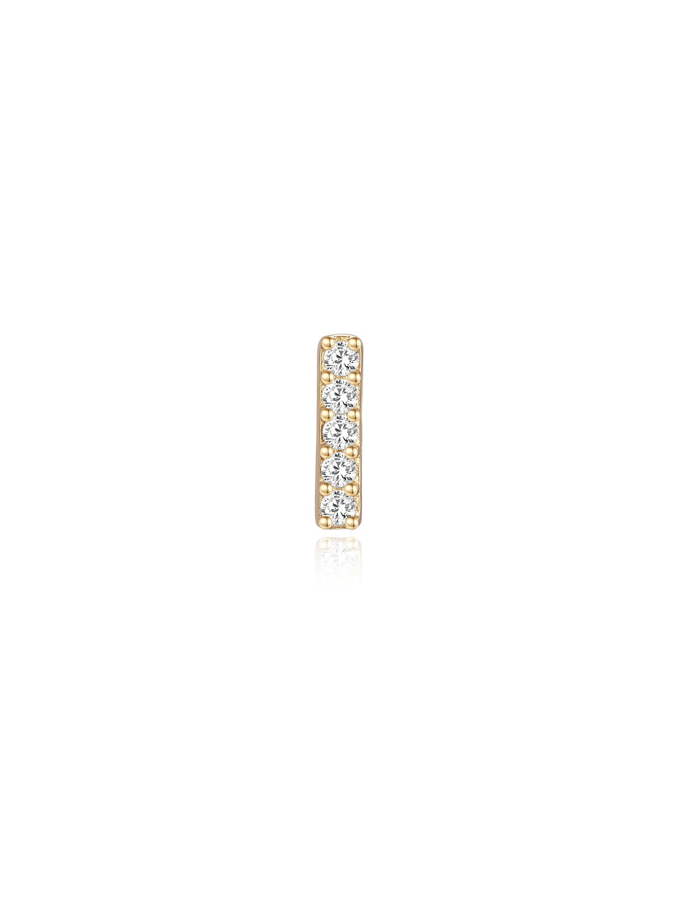 14K Solid Gold Bar Zircon Ear Piercing Stud