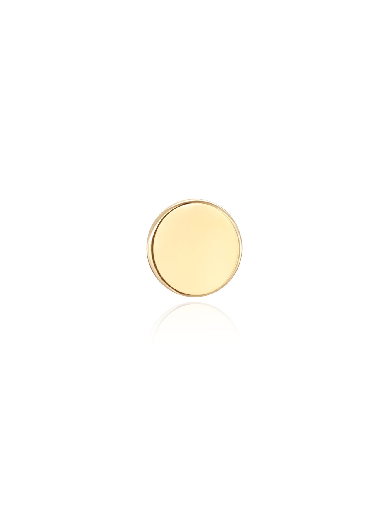 14K Solid Gold Flat Disc Threaded Ear Piercing Stud