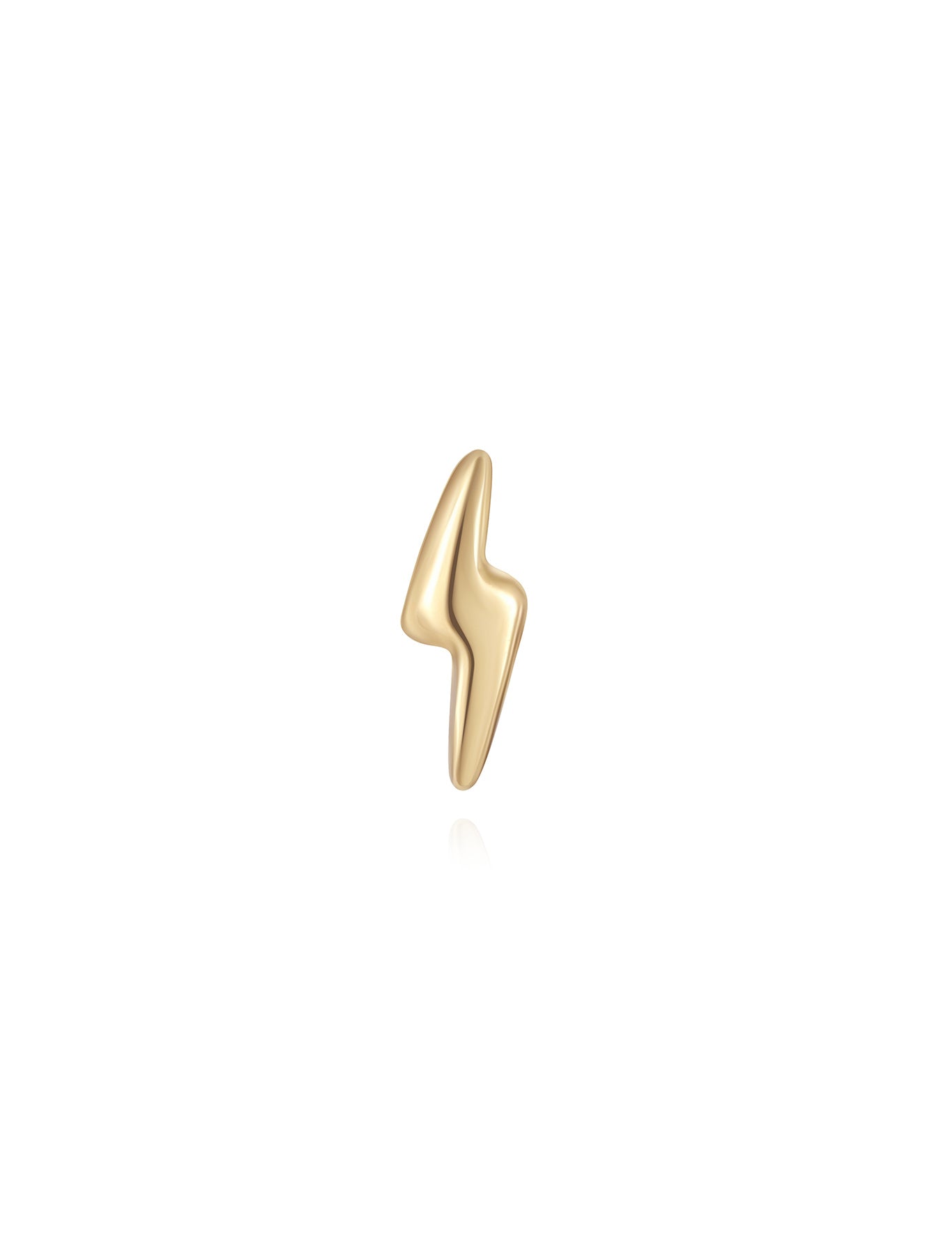 14K Solid Gold Glossy Lightning simplicity Ear Piercing Stud