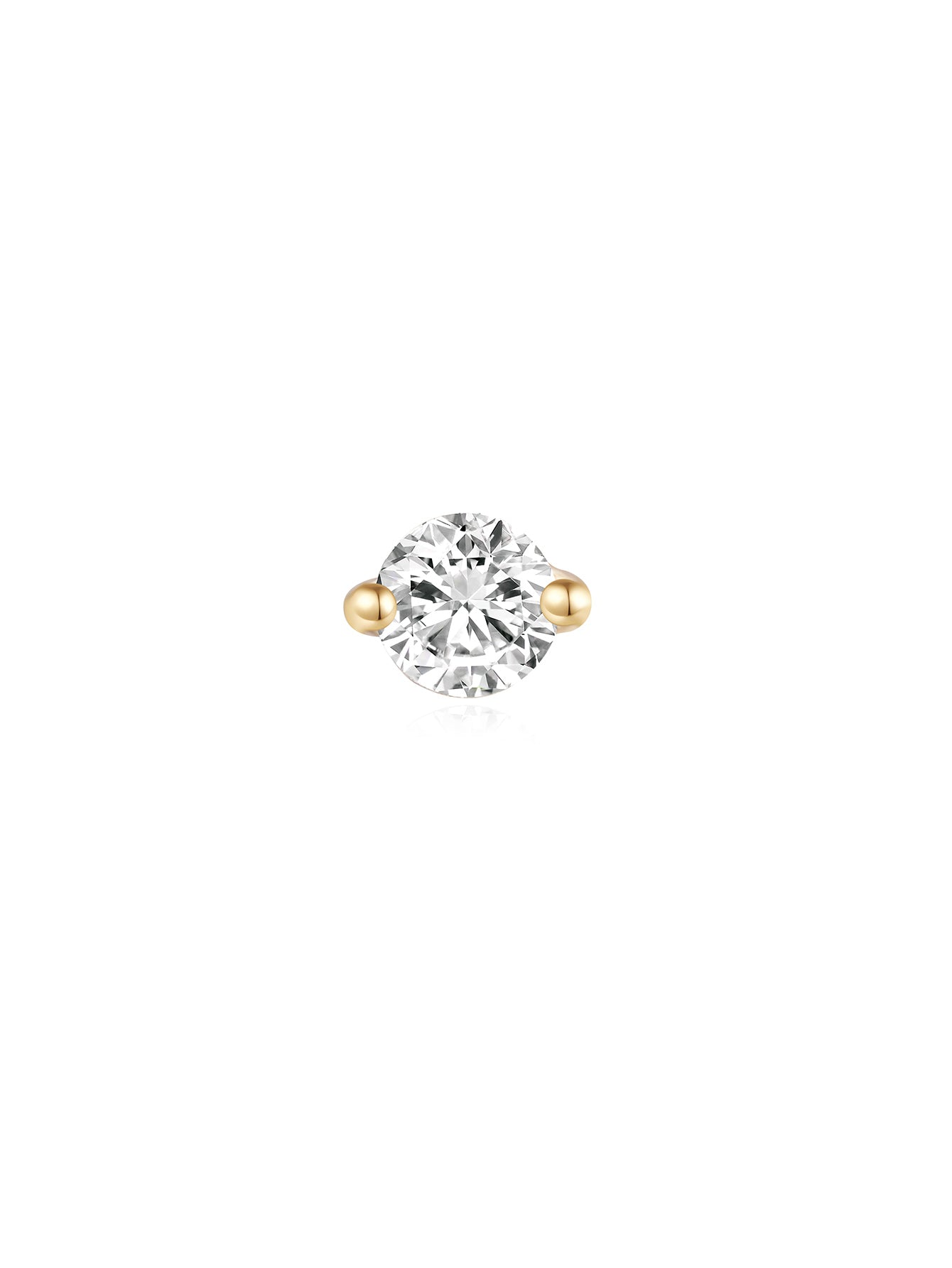 14K Solid Gold  Tiny Zircon Ear Piercing Stud 3.6mm