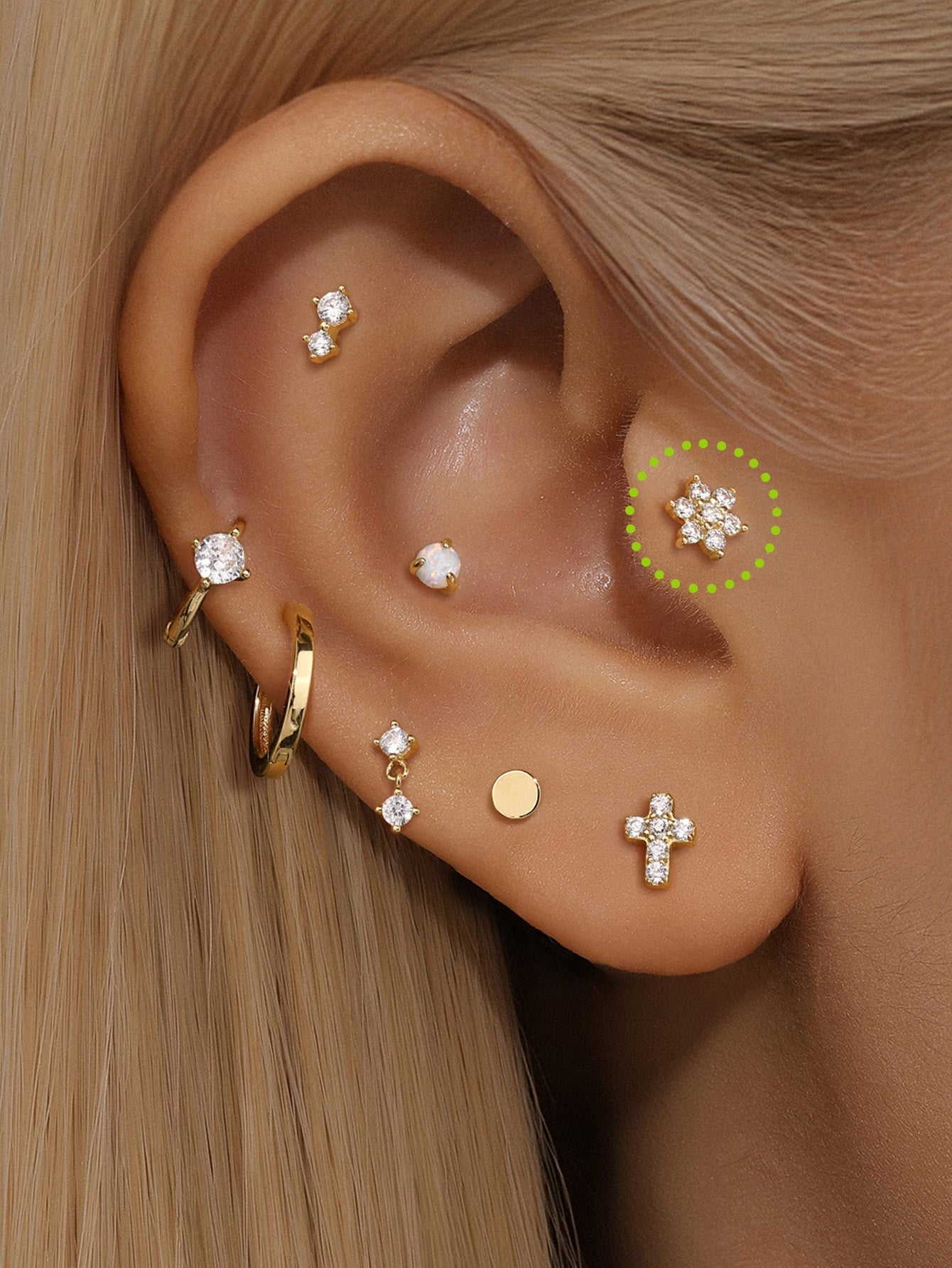 14K Solid Gold Bloom  Ear Piercing Stud