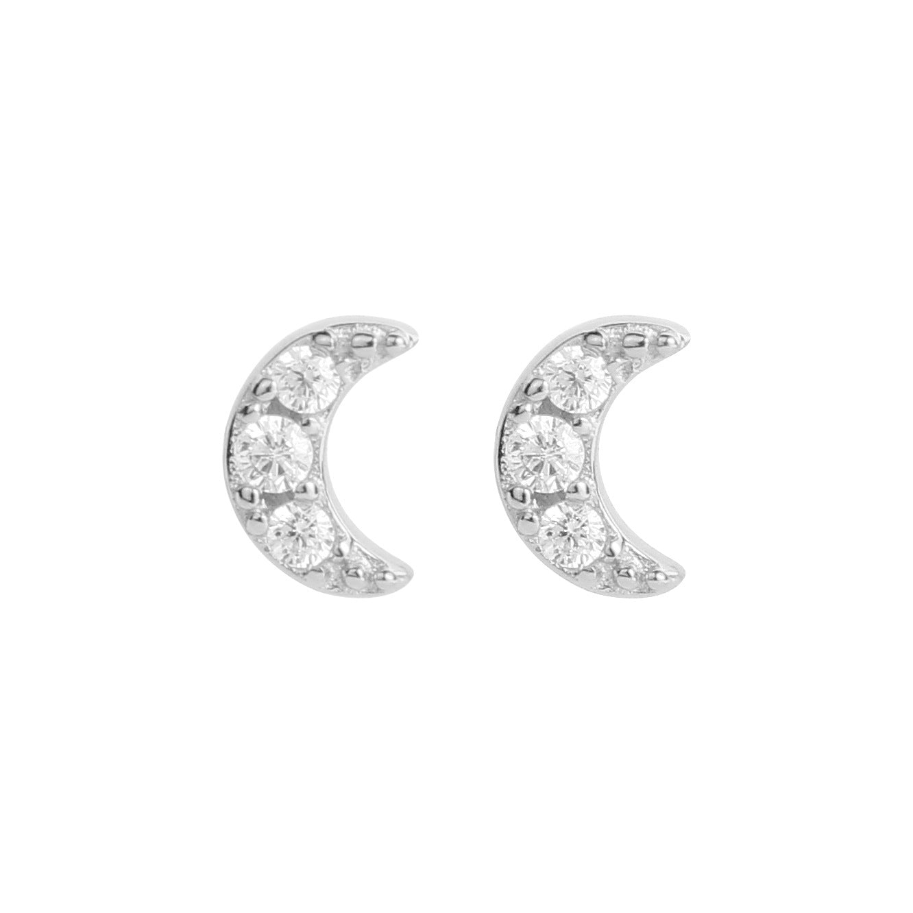 S925 Star and Moon Zircon Earring Set